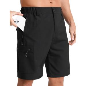 imageAPTRO Mens Cargo Shorts 9quot Golf Hiking Work Quick Dry Lightweight Shorts with 5 Zipper PocketsA01black
