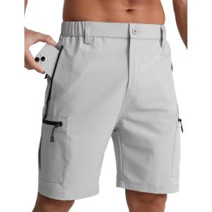 imageAPTRO Mens Cargo Shorts 9quot Golf Hiking Work Quick Dry Lightweight Shorts with 5 Zipper PocketsA02light Gray