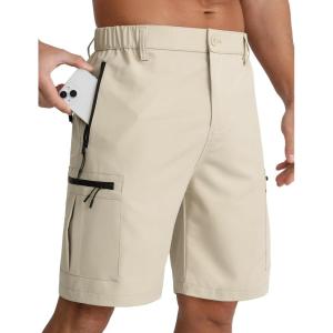 imageAPTRO Mens Cargo Shorts 9quot Golf Hiking Work Quick Dry Lightweight Shorts with 5 Zipper PocketsA05khaki