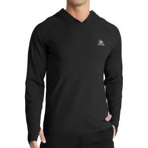 imageAPTRO Mens UPF 50 Sun Protection Long Sleeve Hoodie Shirts UV Outdoor Fishing Shirts SPF Rash Guard Shirts for MenMs24 Black