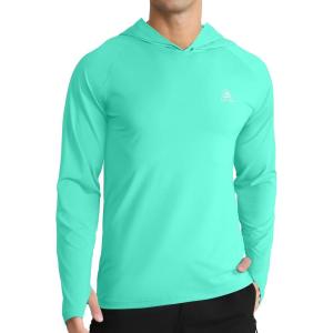 imageAPTRO Mens UPF 50 Sun Protection Long Sleeve Hoodie Shirts UV Outdoor Fishing Shirts SPF Rash Guard Shirts for MenMs29 Mint Green