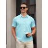 image:imageAPTRO Mens Casual Dress Shirts Quick Dry Short Sleeve Button Down Summer Stylish ShirtsDs06 Cyan
