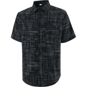 image:imageAPTRO Mens Casual Dress Shirts Quick Dry Short Sleeve Button Down Summer Stylish ShirtsDs01 Black