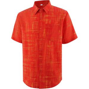 image:imageAPTRO Mens Casual Dress Shirts Quick Dry Short Sleeve Button Down Summer Stylish ShirtsDs03 Orange