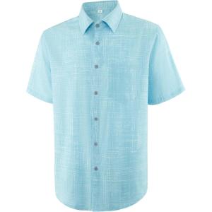 image:imageAPTRO Mens Casual Dress Shirts Quick Dry Short Sleeve Button Down Summer Stylish ShirtsDs06 Cyan
