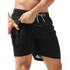 image:imageAPTRO Mens Swim Trunks with Compression Liner 5 inch Inseam Quick Dry 2 in 1 Swimming Board Shorts Beach with Zipper PocketsLr09 Black