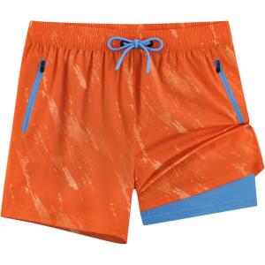 image:imageAPTRO Mens Casual Shorts 5 with Compression Liner 2 in 1 Summer Beach Vacation Short with Zipper Pockets