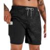 image:imageAPTRO Mens Swim Trunks with Compression Liner 5 Inch Bathing Suit Beach SwimsuitsBlack Leaf