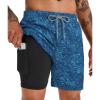 image:imageAPTRO Mens Swim Trunks with Compression Liner 5 Inch Bathing Suit Beach SwimsuitsBlue Leaf