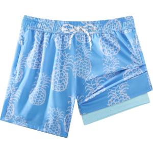 image:imageAPTRO 2 in 1 Boys Swim Trunks Quick Dry Kids Bathing Suits Zipper Pockets Board Shorts 516YG16 Pineapple 01