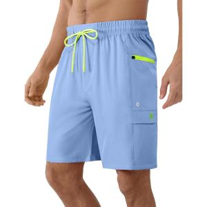 image:imageAPTRO Mens Swim Trunks 9 Inch Quick Dry Board Shorts with 4 Pockets No Liner Bathing Suit Swimwear Beach ShortLight Blue