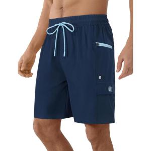 image:imageAPTRO Mens Swim Trunks 9 Inch Quick Dry Board Shorts with 4 Pockets No Liner Bathing Suit Swimwear Beach ShortNavy Blue