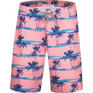 image:imageAPTRO Mens Swim Trunks 9 Quick Dry Bathing Suit Big amp Tall Beach Swimsuits19 Palms01pink
