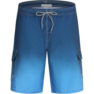 image:imageAPTRO Mens Swim Trunks 9 Quick Dry Bathing Suit Big amp Tall Beach SwimsuitsGradient Blue Cargo