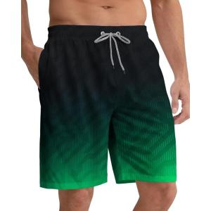 image:imageAPTRO Mens Swim Trunks 9 Quick Dry Bathing Suit Big amp Tall Beach SwimsuitsGreen Geometry
