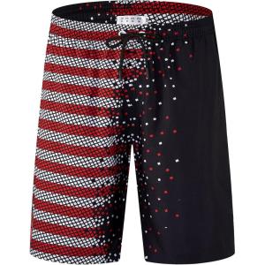 image:imageAPTRO Mens Swim Trunks 9 Quick Dry Bathing Suit Big amp Tall Beach SwimsuitsK36 Black Red Flag