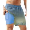 image:imageAPTRO Mens Swim Trunks with Compression Liner 5 inch Inseam Quick Dry 2 in 1 Swimming Board Shorts Beach with Zipper PocketsDusty Blue  Sage Ombre