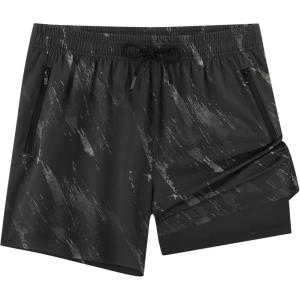 image:imageAPTRO Mens Swim Trunks 5 Inch with Compression Liner Board Shorts Quick Dry Bathing Suit Zipper PocketsBlack