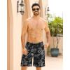 image:imageAPTRO 2 in 1 Mens Swim Trunks 9 with Zipper Pockets Bathing Suit Builtin Board Shorts Swimwear Long ShortsBs07 Black White Palm