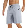 image:imageAPTRO 2 in 1 Mens Swim Trunks 9 with Zipper Pockets Bathing Suit Builtin Board Shorts Swimwear Long ShortsBs12 Light Gray