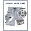 image:imageAPTRO 2 in 1 Mens Swim Trunks 9 with Zipper Pockets Bathing Suit Builtin Board Shorts Swimwear Long ShortsBs12 Light Gray