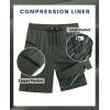 image:imageAPTRO 2 in 1 Mens Swim Trunks 9 with Zipper Pockets Bathing Suit Builtin Board Shorts Swimwear Long ShortsBs18 Army Green