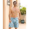 image:imageAPTRO 2 in 1 Mens Swim Trunks 9 with Zipper Pockets Bathing Suit Builtin Board Shorts Swimwear Long ShortsBt02 Light Blue Monstera