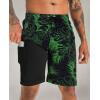 image:imageAPTRO 2 in 1 Mens Swim Trunks 9 with Zipper Pockets Bathing Suit Builtin Board Shorts Swimwear Long ShortsGreen Leaf