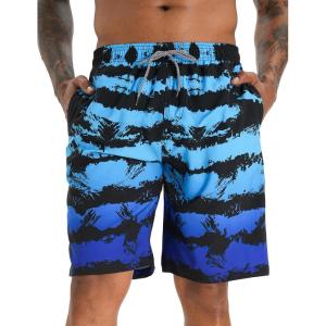 image:imageAPTRO Mens Swim Trunks 9 Quick Dry Bathing Suit Big amp Tall Beach SwimsuitsBlue Black Stripes