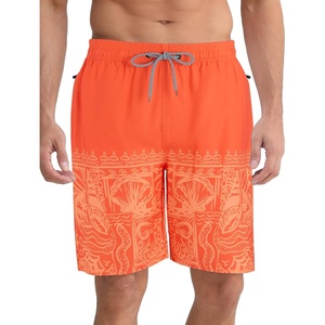image:imageAPTRO Mens Swim Trunks 9 with Zipper Pockets Quick Dry Bathing Suit Swim Shorts Swimwear Beach Long ShortsZp01 Orange Totem