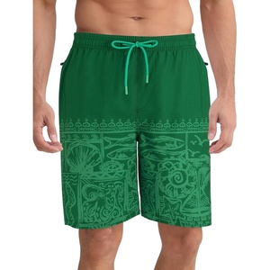 image:imageAPTRO Mens Swim Trunks 9 with Zipper Pockets Quick Dry Bathing Suit Swim Shorts Swimwear Beach Long ShortsZp04 Green Totem