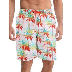 image:imageAPTRO Mens Swim Trunks 9 with Zipper Pockets Quick Dry Bathing Suit Swim Shorts Swimwear Beach Long ShortsZp08 Orange Palm