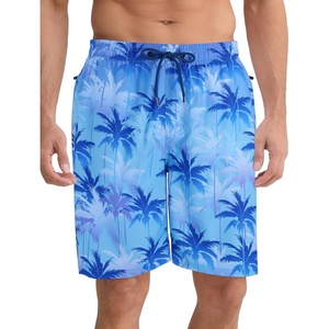 image:imageAPTRO Mens Swim Trunks 9 with Zipper Pockets Quick Dry Bathing Suit Swim Shorts Swimwear Beach Long ShortsZp09 Blue Palm