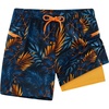 image:imageAPTRO Boys Swim Trunks with Compression Liner Zipper Pockets Quick Dry 4Way Stretch Kids Swim ShortsHl05 Orange Palm