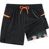 image:imageAPTRO Boys Swim Trunks with Compression Liner Zipper Pockets Quick Dry 4Way Stretch Kids Swim ShortsHl06 Black