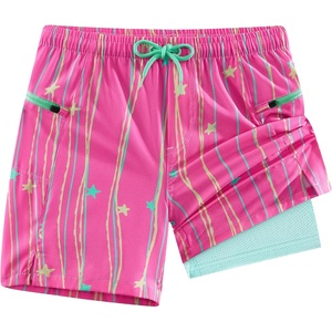 image:imageAPTRO Boys Swim Trunks with Compression Liner Zipper Pockets Quick Dry 4Way Stretch Kids Swim ShortsHl04 Pink Star