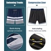 image:imageAPTRO Mens Swim Trunks with Compression Liner 5 Inch Bathing Suit Beach SwimsuitsM082 Navywhite Stripe Zip Pockets