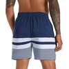 image:imageAPTRO Mens Swim Trunks with Compression Liner 5 Inch Bathing Suit Beach SwimsuitsM082 Navywhite Stripe Zip Pockets