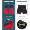 image:imageAPTRO Mens Swim Trunks with Compression Liner 5 Inch Bathing Suit Beach SwimsuitsM083 Navyred Stripe Zip Pockets