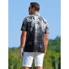 image:imageAPTRO Golf Shirts for Men Moisture Wicking Hawaiian Polo Shirts Dry Fit with Print and Short SleeveP21 Ombre Grey Palm