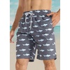 image:imageAPTRO Mens Swim Trunks 9 inch Bathing Suit Big amp Tall Swim Shorts  Quick Dry Breathable Fabric Elastic Waistband with Drawstring Swimsuits for Beach Swimming Vacation Party1702 Shark