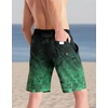 image:imageAPTRO Mens Swim Trunks 9 inch Bathing Suit Big amp Tall Swim Shorts  Quick Dry Breathable Fabric Elastic Waistband with Drawstring Swimsuits for Beach Swimming Vacation Party16 Gradientgreen