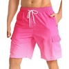 image:imageAPTRO Mens Swim Trunks 9 inch Bathing Suit Big amp Tall Swim Shorts  Quick Dry Breathable Fabric Elastic Waistband with Drawstring Swimsuits for Beach Swimming Vacation PartyGradient Gradual Pink